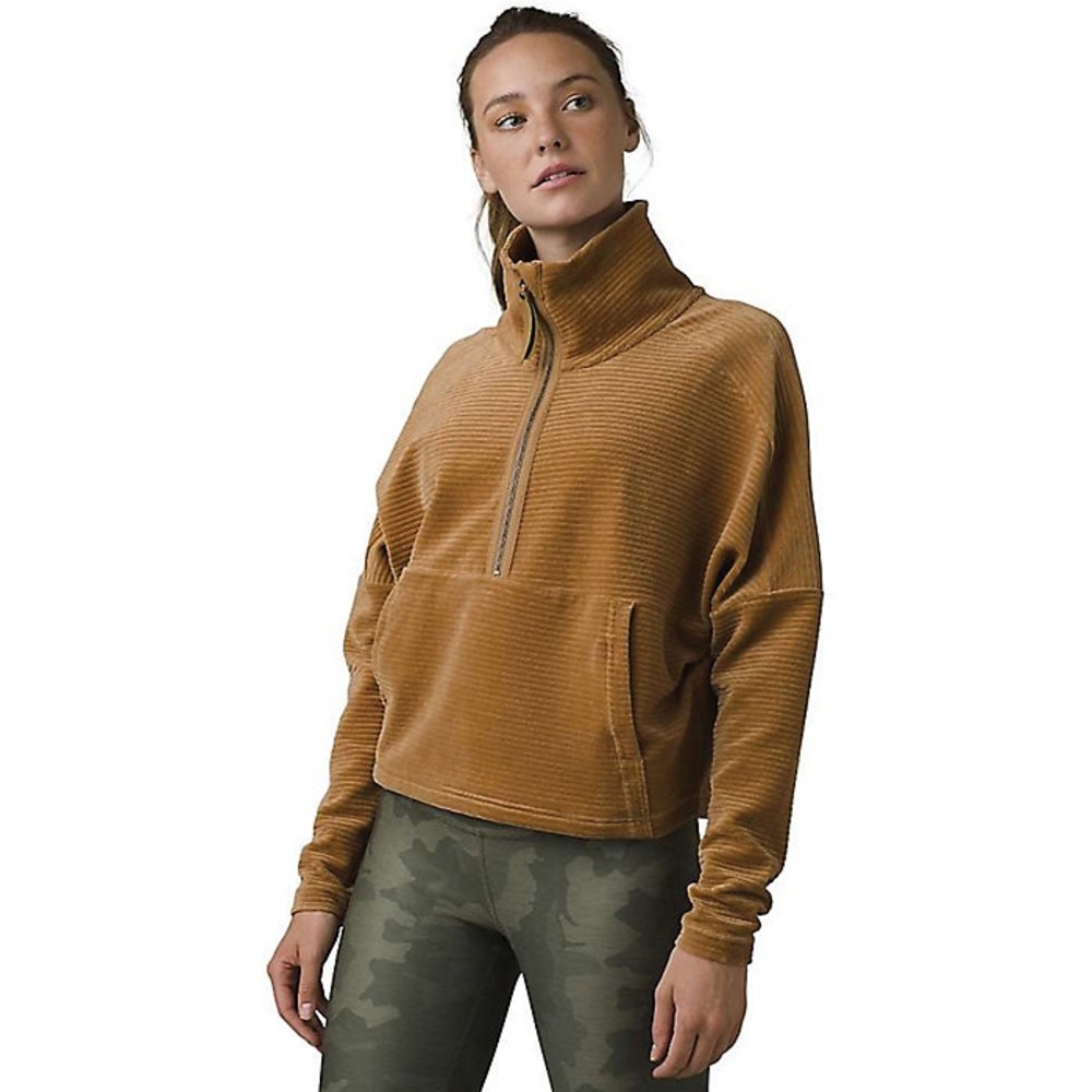 Prana Women’s Escambia Half Zip Top - Camel Heather -  Small